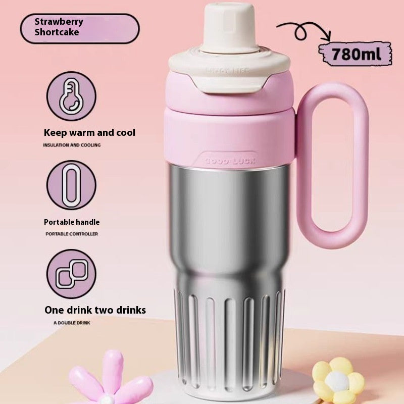 Insulated Tumbler with 2-in-1 Lid, Infuser & Handle