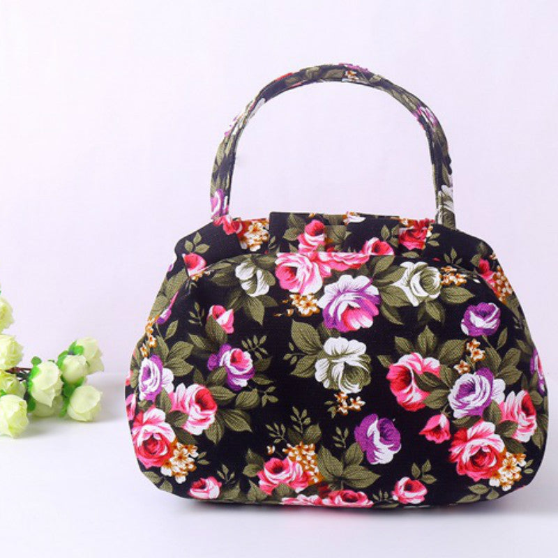 'The Blossom' - Vintage Floral Canvas Mini Bag