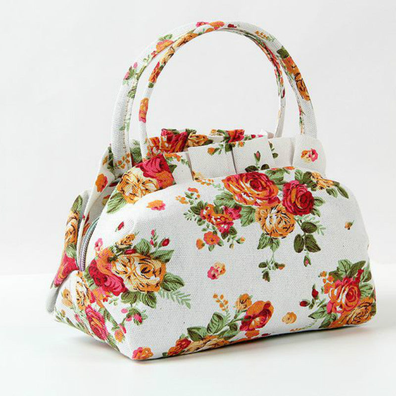 'The Blossom' - Vintage Floral Canvas Mini Bag