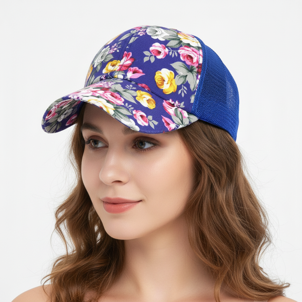 'The Bloom' - Women's Floral Mesh Trucker Hat | Peaked Sun Cap