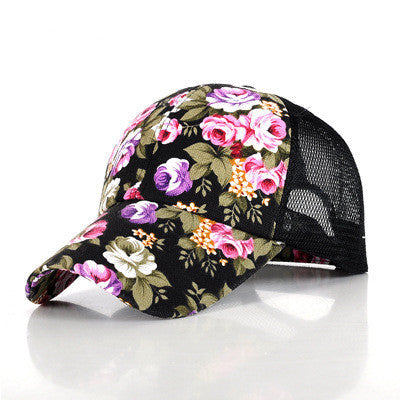 'The Bloom' - Women's Floral Mesh Trucker Hat | Peaked Sun Cap