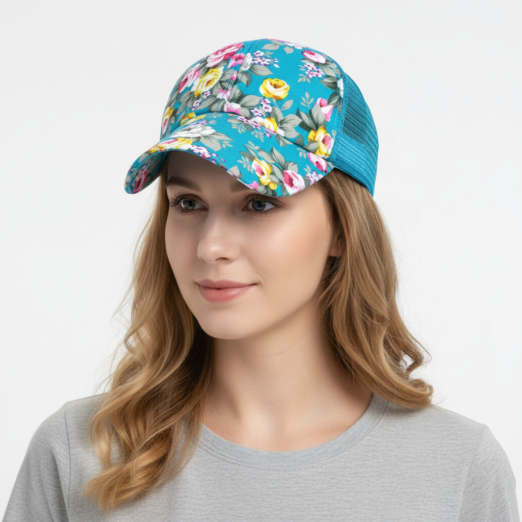'The Bloom' - Women's Floral Mesh Trucker Hat | Peaked Sun Cap