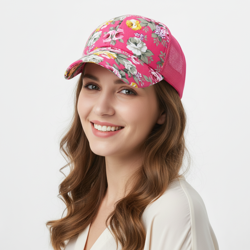 'The Bloom' - Women's Floral Mesh Trucker Hat | Peaked Sun Cap