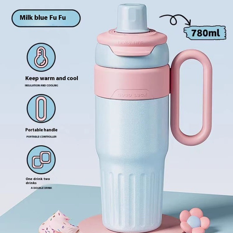 Insulated Tumbler with 2-in-1 Lid, Infuser & Handle