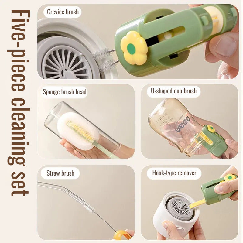 The "No-Loss" 5-in-1 Bottle, Lid & Straw Cleaning System