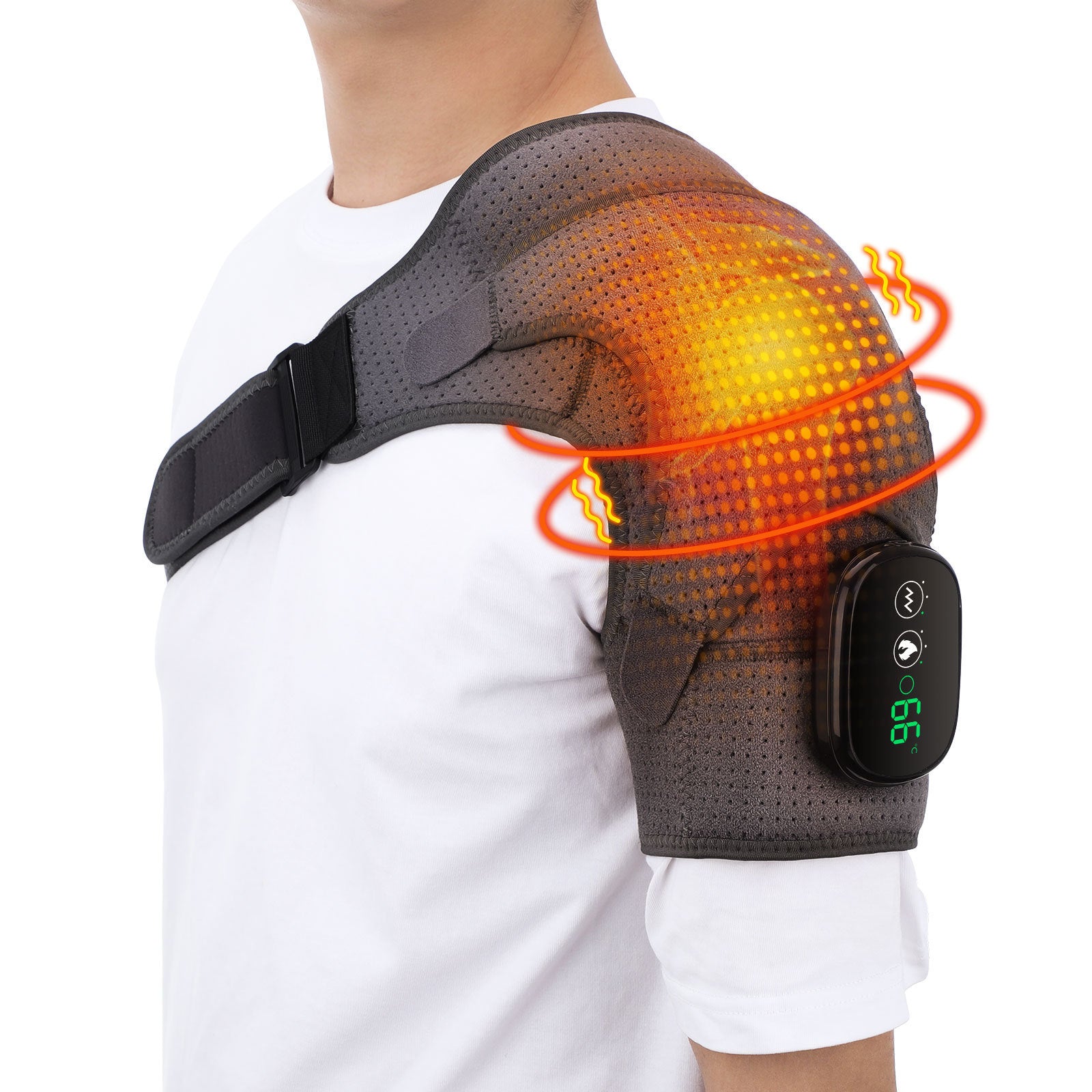 Rechargeable Shoulder Brace with 3 Heat & 3 Vibration Modes