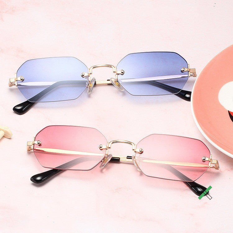 Polygon Sun Glasses Metal Sunglasses Small Frame Square Sunglasses for Women UV Protection Shades Fashion Eyewear Accessory