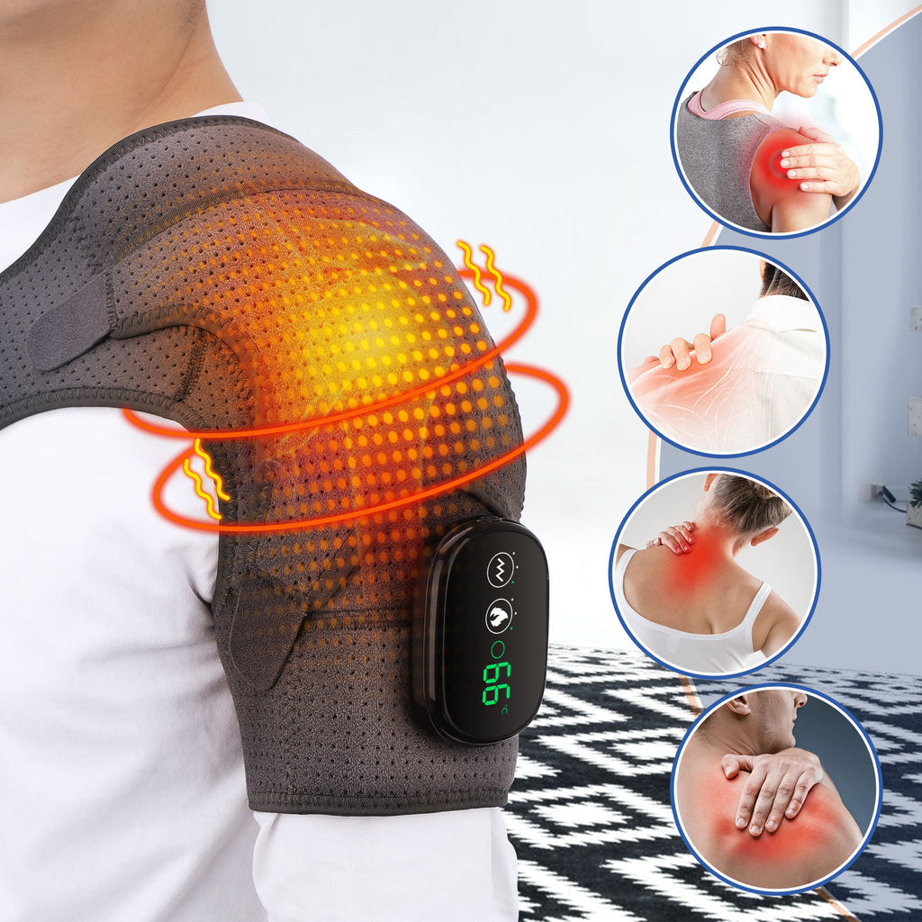Rechargeable Shoulder Brace with 3 Heat & 3 Vibration Modes