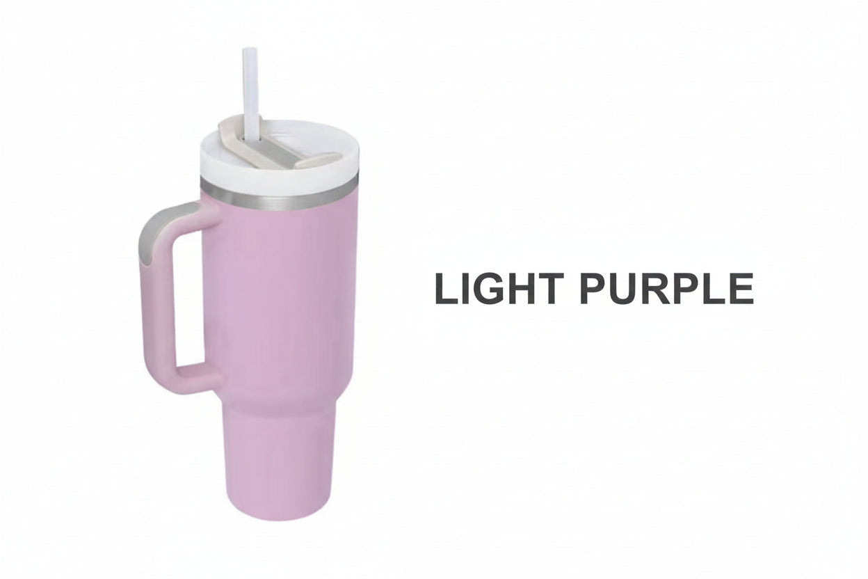 40 Oz Tumbler With Handle Straw Insulated, Stainless Steel Spill Proof Vacuum Coffee Cup Tumbler With Lid Tapered Mug Gifts For Valentine Lover Suitable For Car Gym Office Travel
