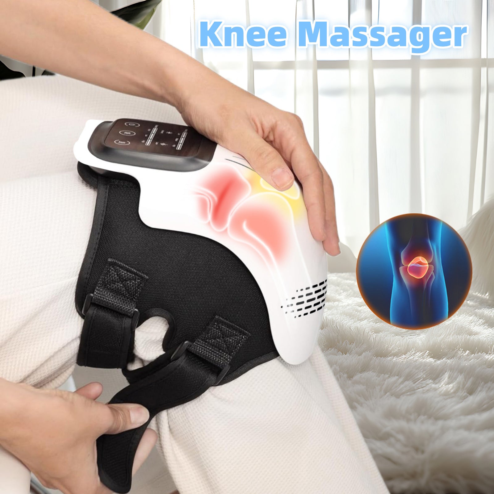 3-in-1 Rechargeable Knee Massager with Heat, Vibration & Red Light Therapy