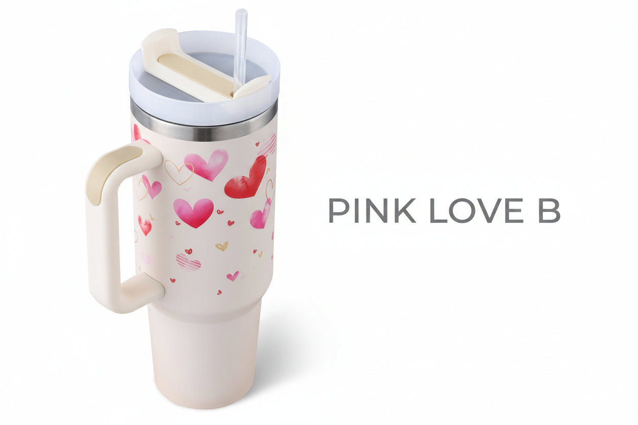 40 Oz Tumbler With Handle Straw Insulated, Stainless Steel Spill Proof Vacuum Coffee Cup Tumbler With Lid Tapered Mug Gifts For Valentine Lover Suitable For Car Gym Office Travel