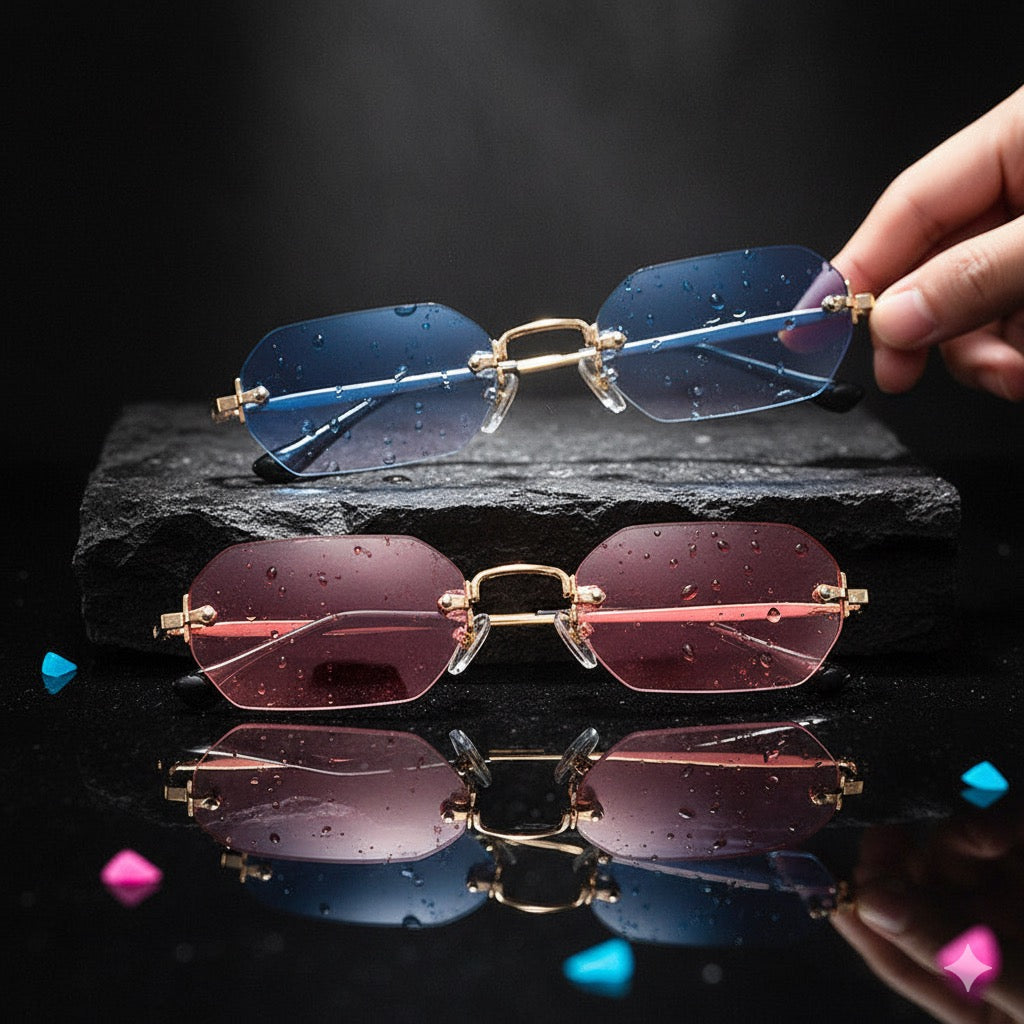 Chic Polygon Metal Frame Sunglasses for Women