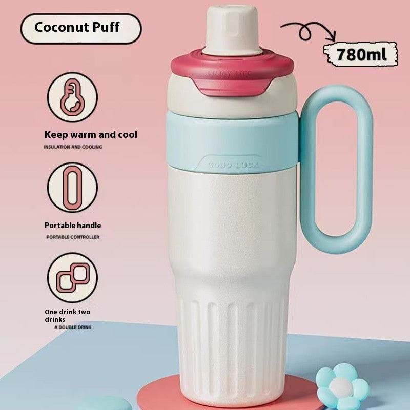 Insulated Tumbler with 2-in-1 Lid, Infuser & Handle