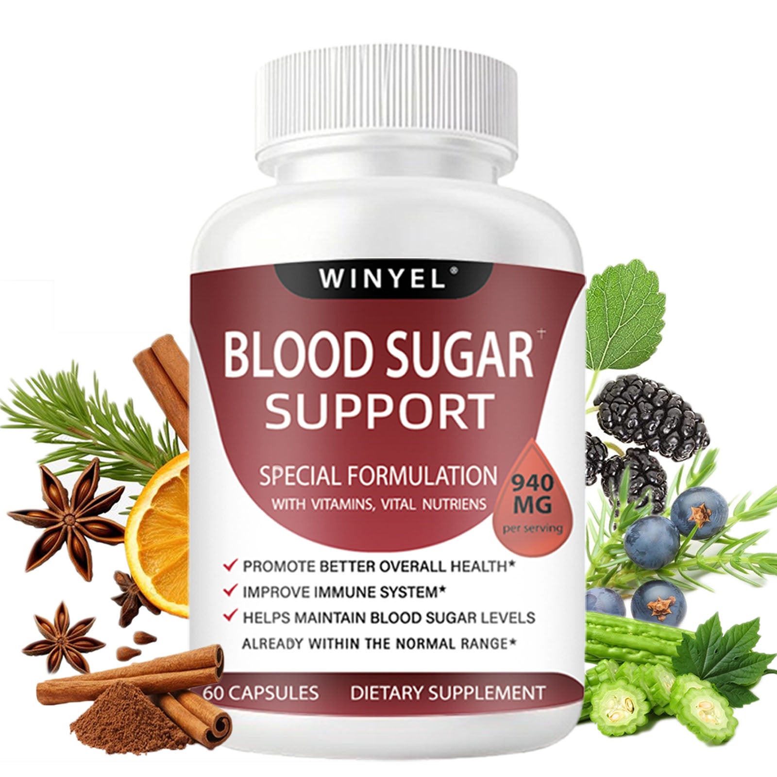 Blood Sugar Complex Pure Premium Supplement -  60 Capsules