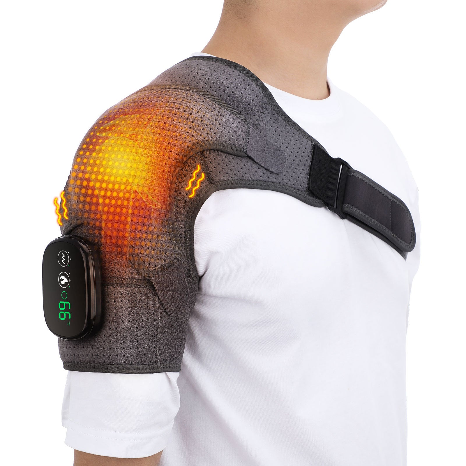 Rechargeable Shoulder Brace with 3 Heat & 3 Vibration Modes