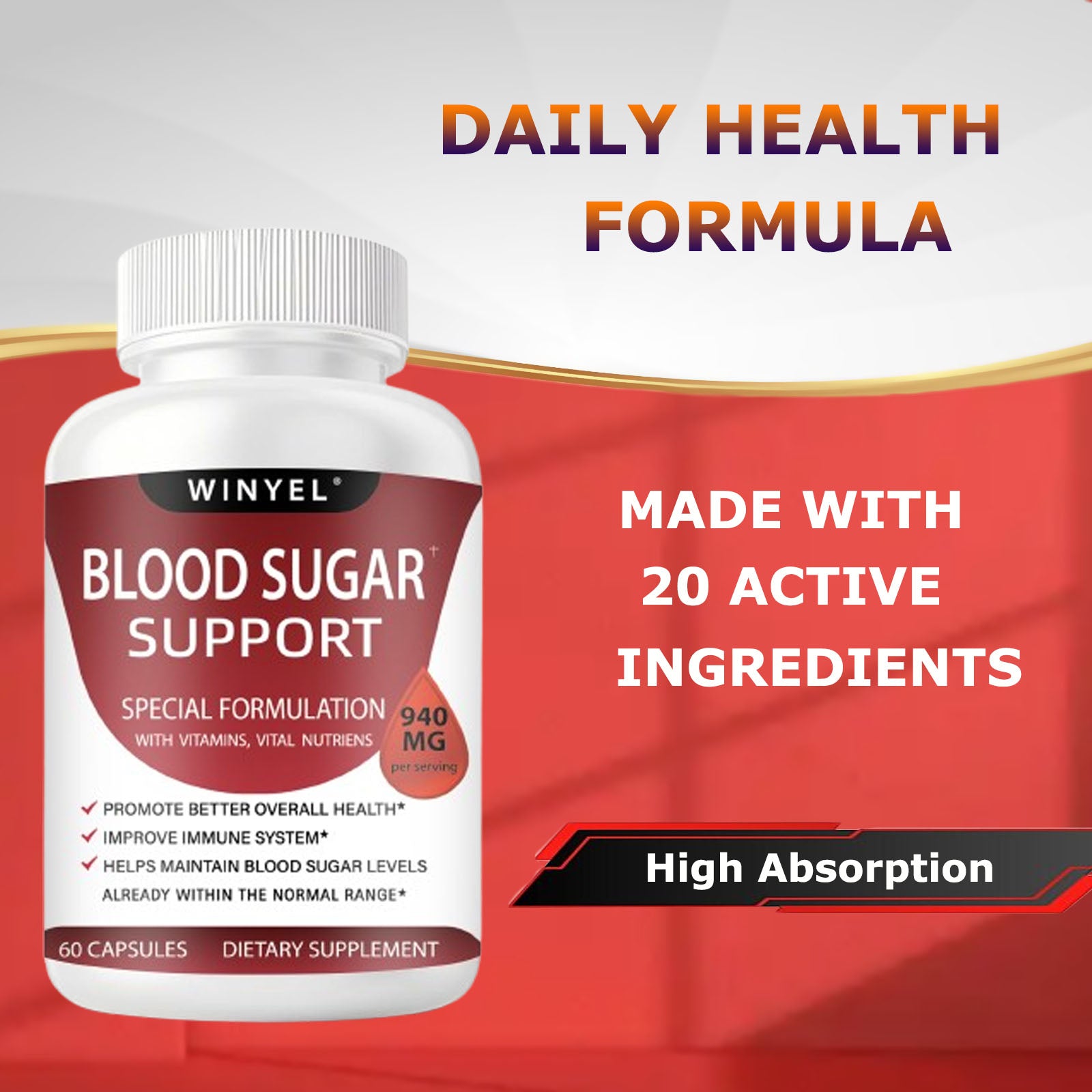 Blood Sugar Complex Pure Premium Supplement -  60 Capsules